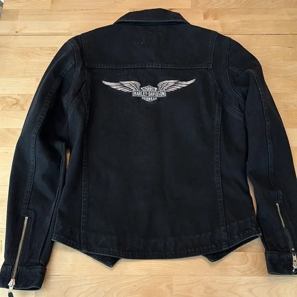 Harley Davidson women’s denim jacket, black size small - Picture 3 of 6